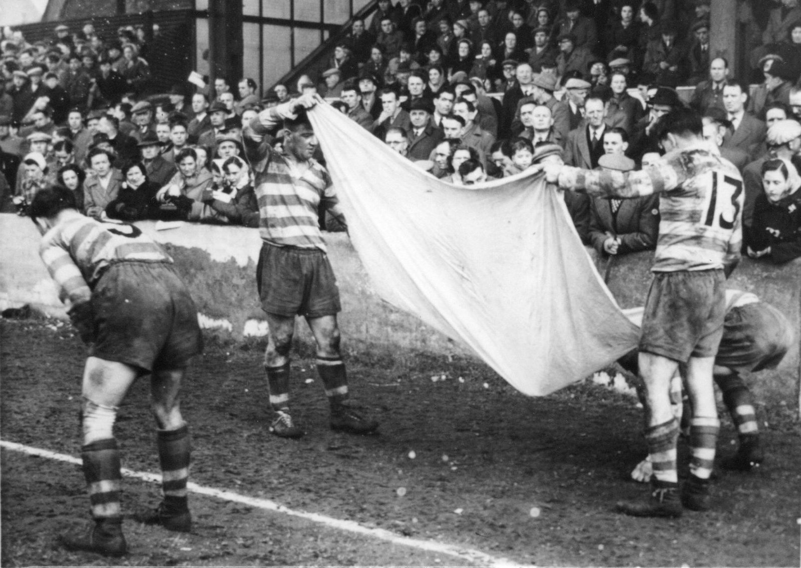 Ogden, Goldswain and Keith help with a benefit collection at Barrow - March 13th 1954.