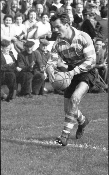 Another try for Dennis Ayres. Oldham v Barrow - Sep 22nd 1956.