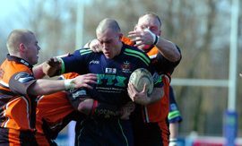 Roughyeds skipper Ricky Bibey in the thick of the action v Black pool - March 20th 2003.