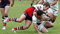 Chris Baines brings down Matt Ashe v Blackpool - June 22nd 2008.