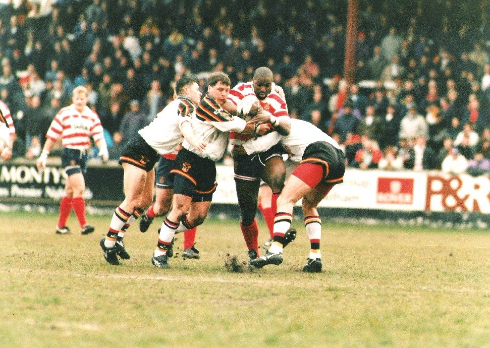Craig Richards takes on the Bradford defence - Oct 5th 1996.