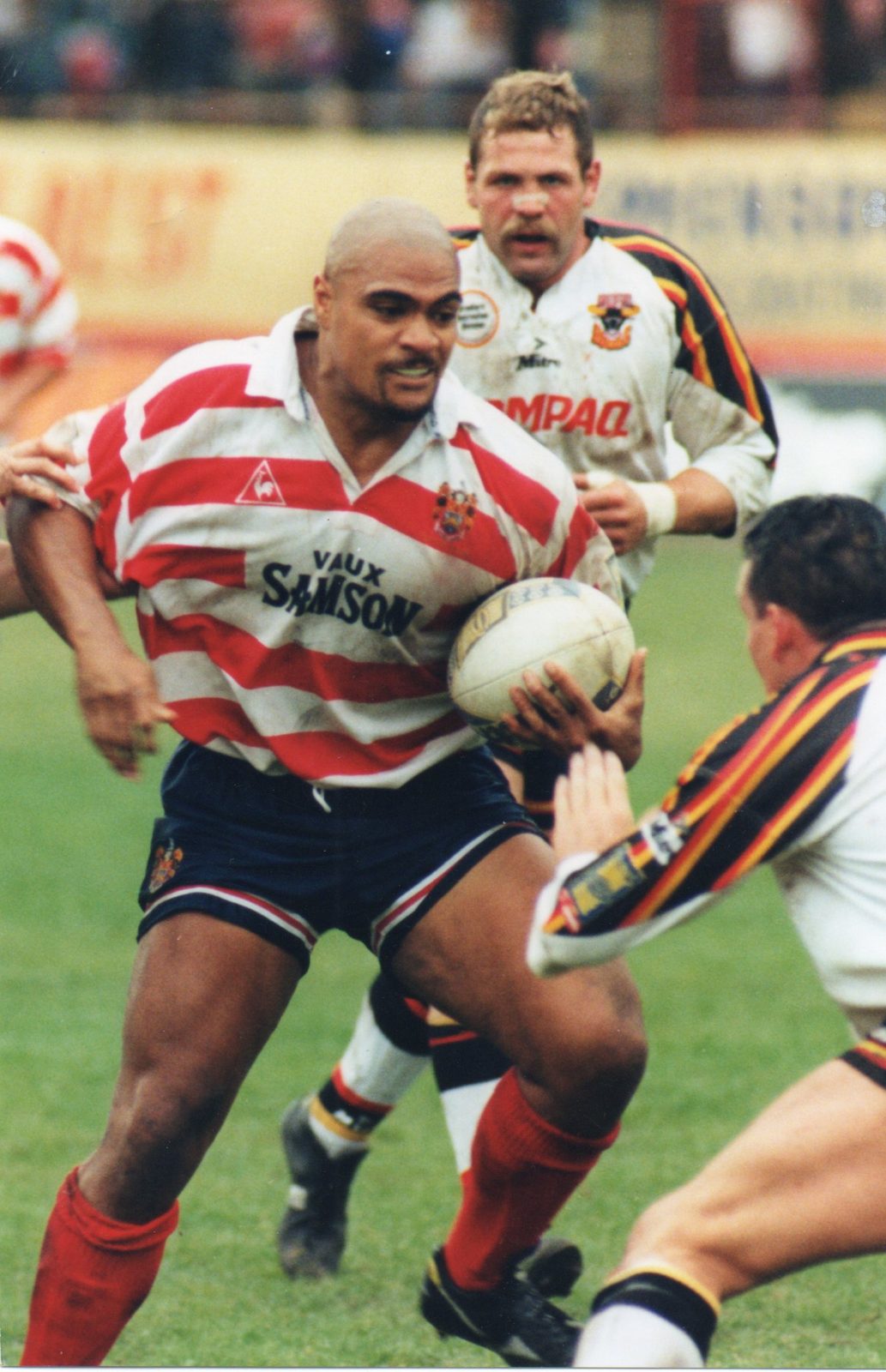 Joe Faimalo takes on the Bradford defence - May 10th 1996.