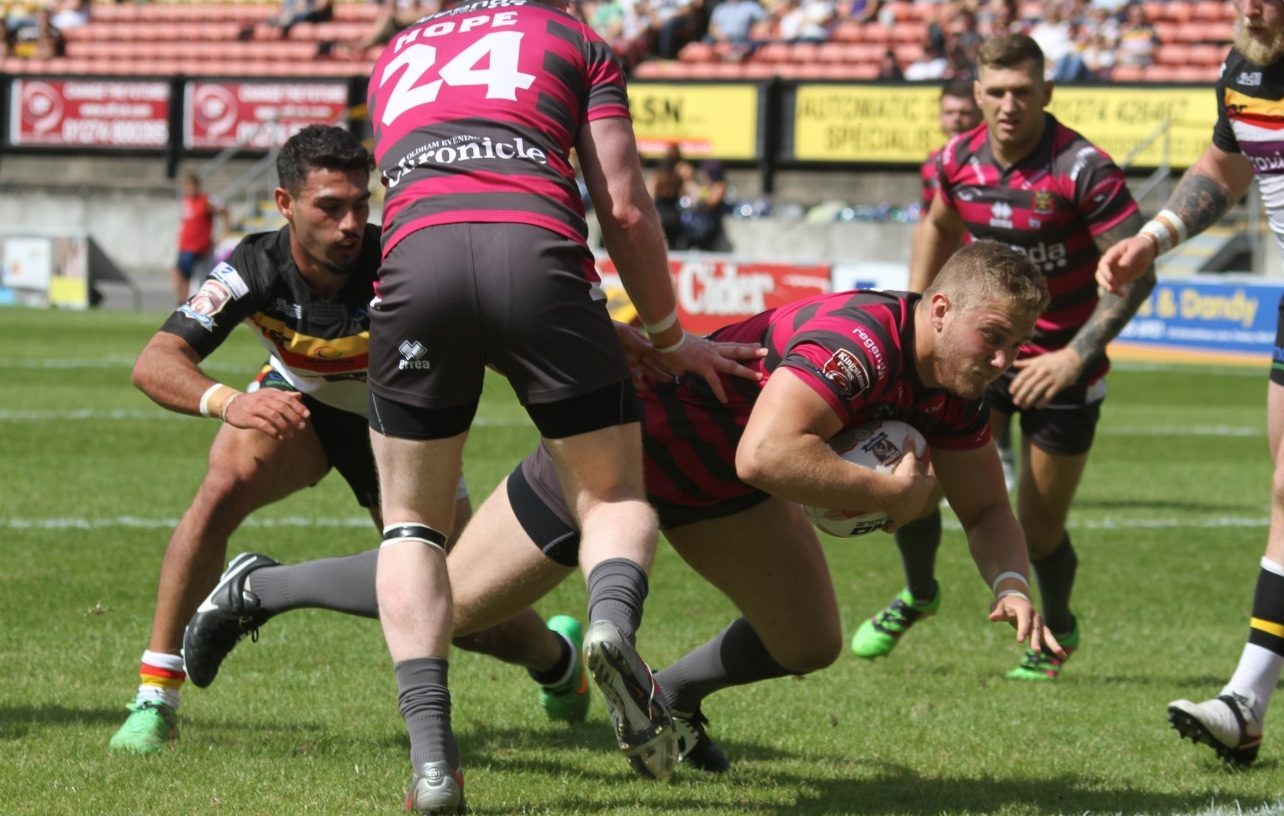 Jack Blagborough goes for the line at Odsal - July 17th 2017.