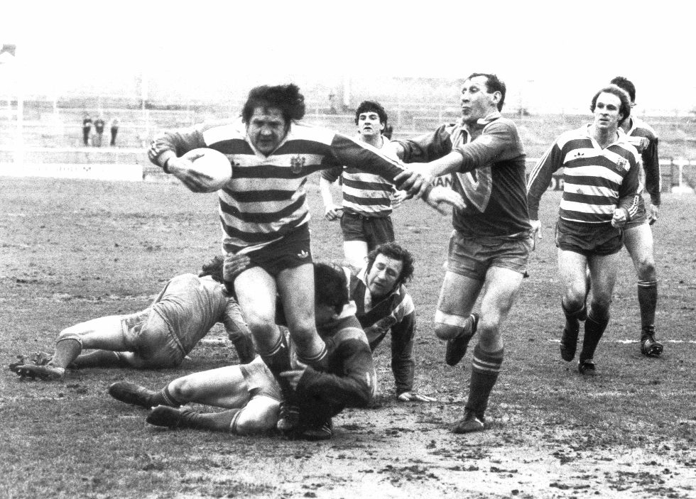 Brian Hogan on the charge at Cardiff - Jan 31st 1982.