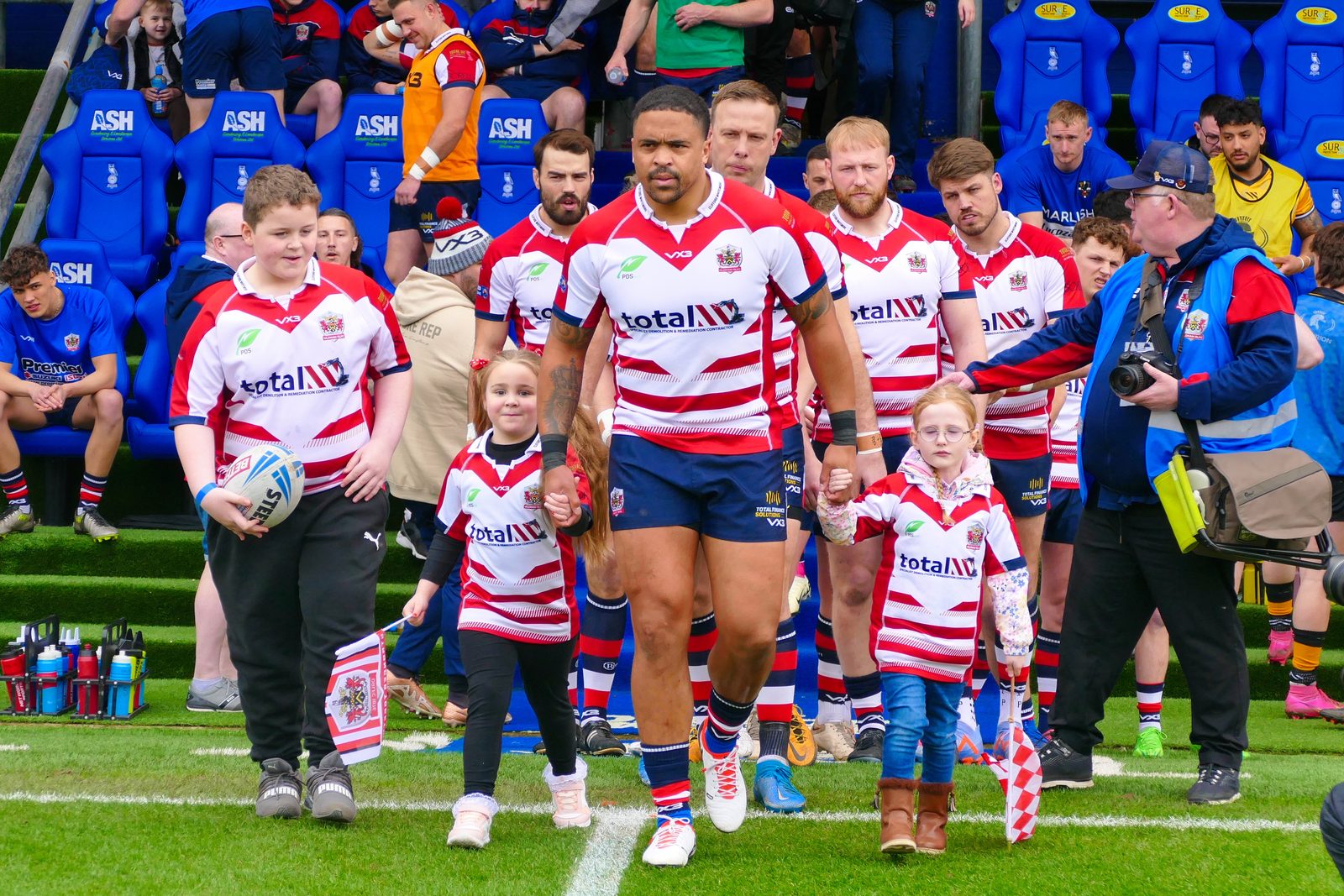 Jordan Turner (captain) leads out the team. Sunday April 14, 2024.