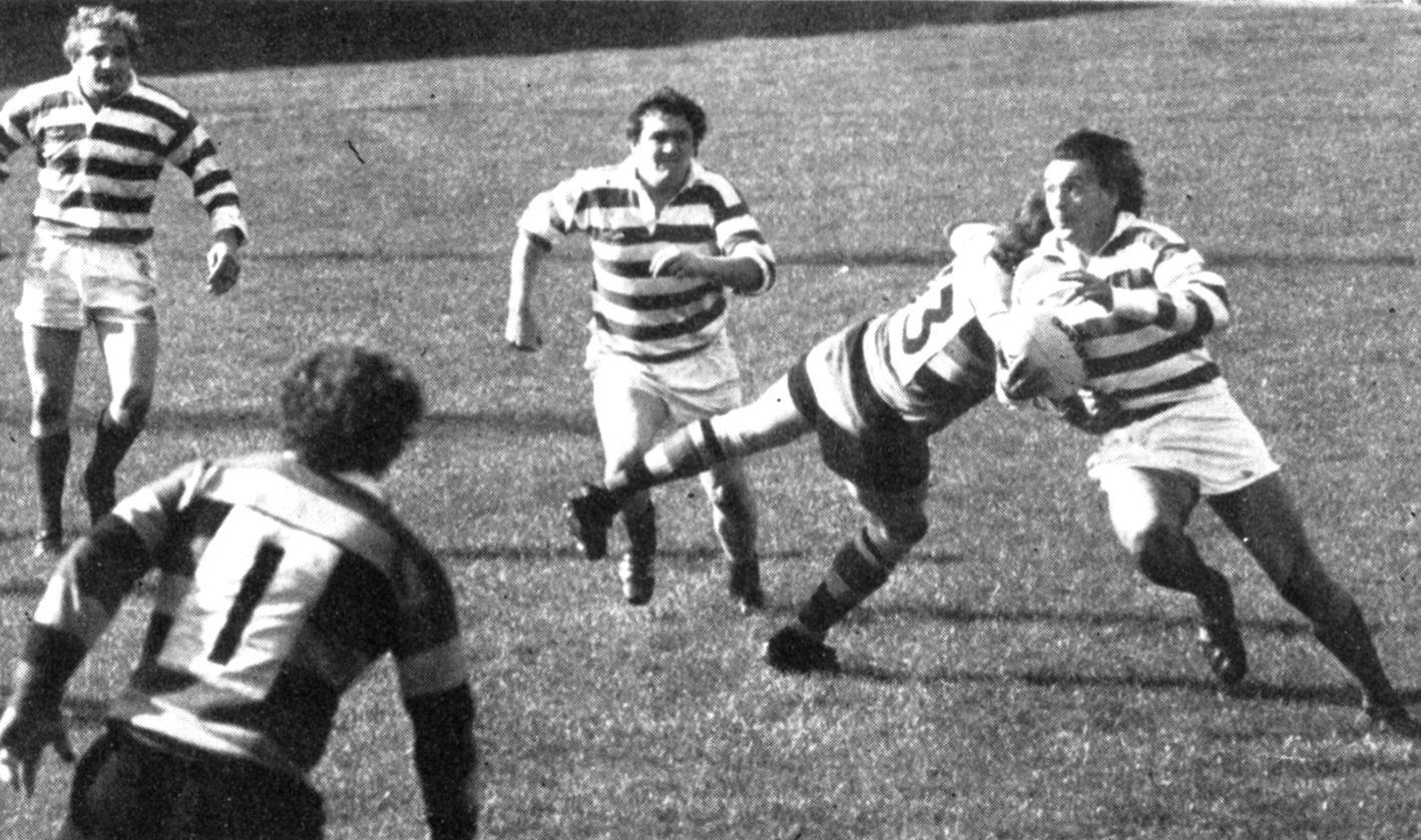 Phil Larder avoids a tackle v Dewsbury - Sep 17th 1978.