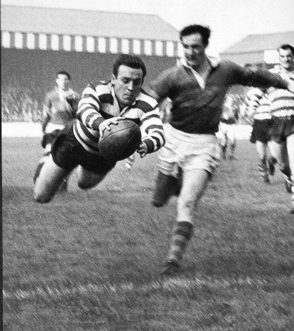 Brian Lord flies over for a try v Doncaster -Oct 12th 1963.