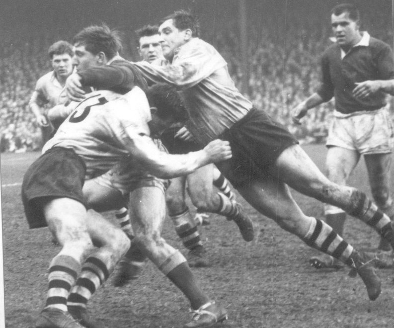 Dave Parker and Harry Major bring down a Rovers player - April 11th 1964.
