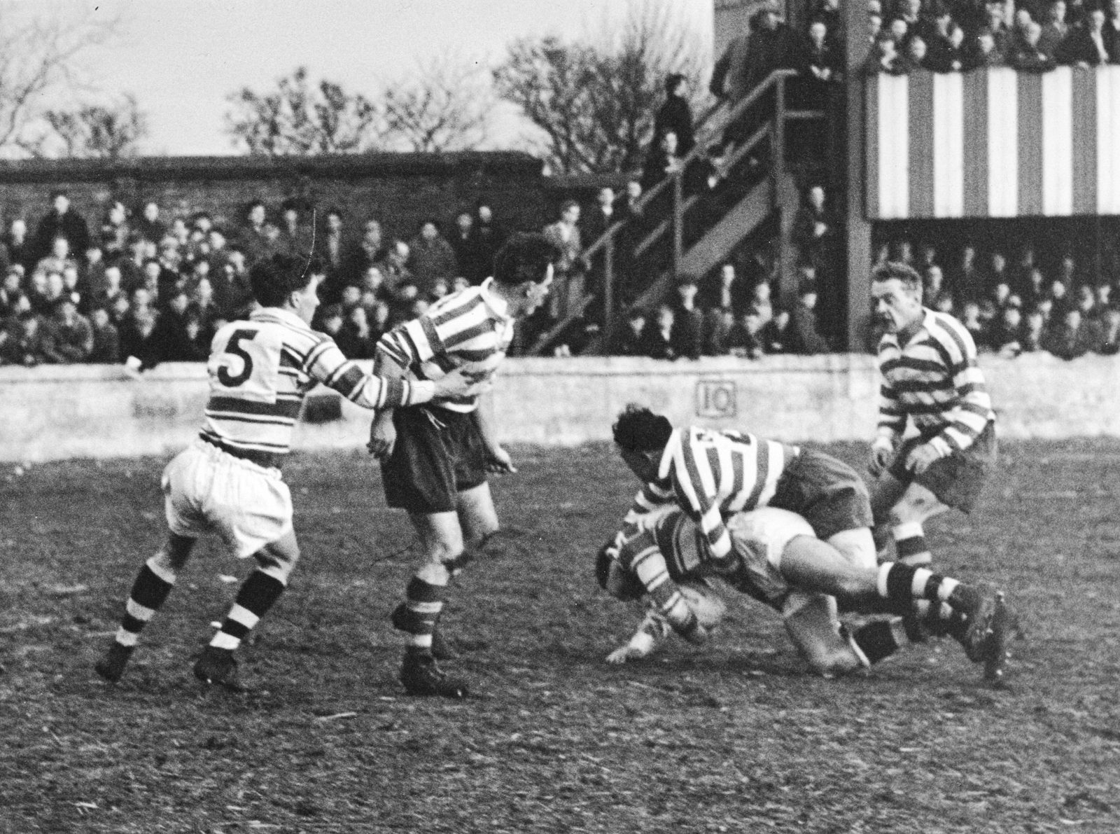 Cracknell tackles Saville - April 16th 1958.