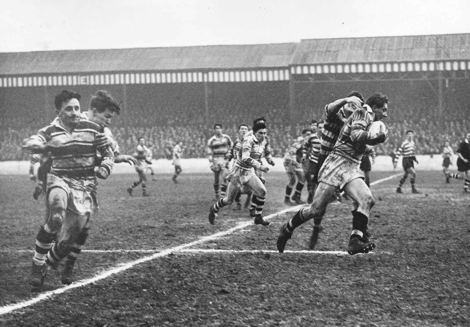 Turner tackles Whiteley - April 16th 1958.
