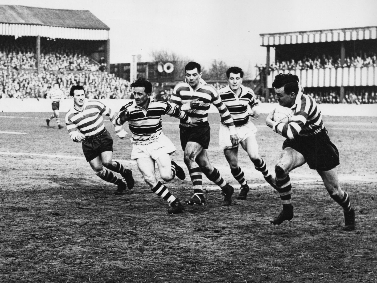 Etty breaks clear from Watts and Cooper with Pitchford and Davies backing up - May 3rd 1958.