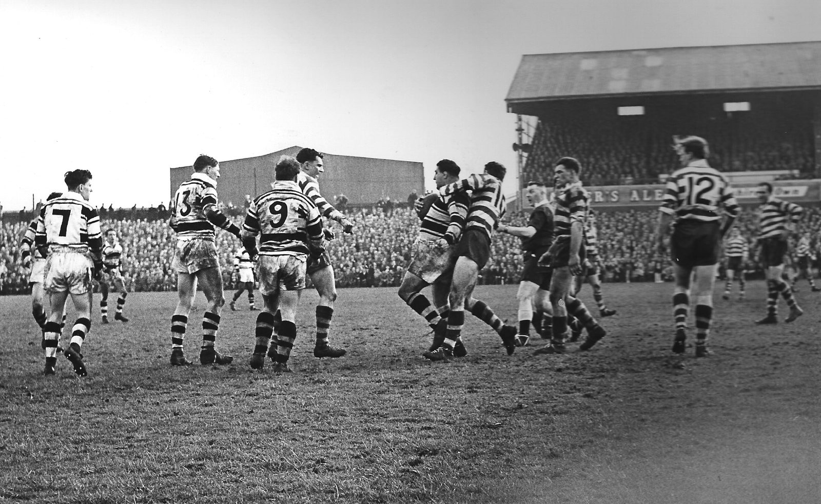 Roger Dufty makes a tackle v Hull - April 9th 1960.