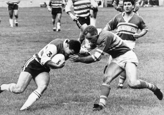 Des Foy in action v Leeds - Sep 4th 1988.