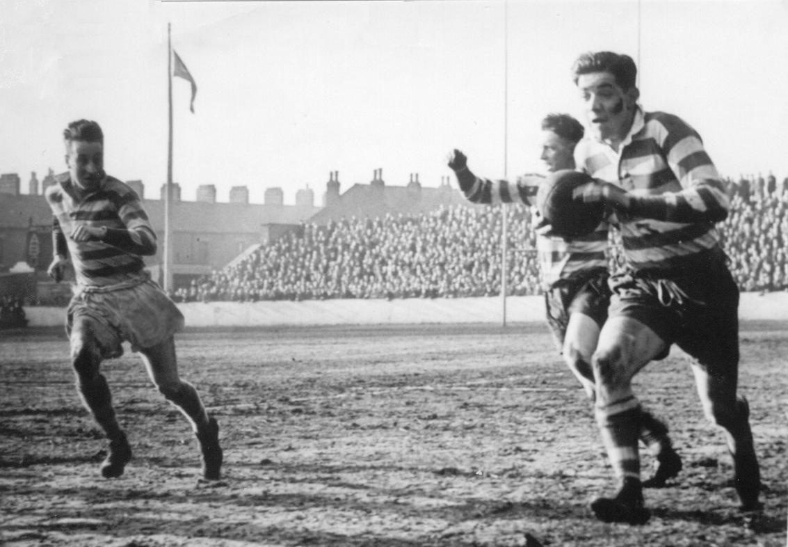 Bernard Ganley breaks away on his debut match v Liverpool - March 3rd 1951.