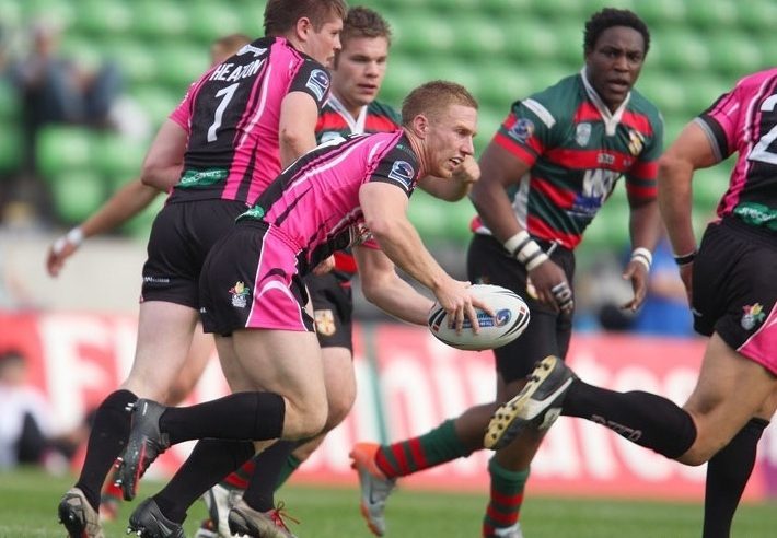 John Clough looks to get the ball away v London Skolars - July 9th 2011.