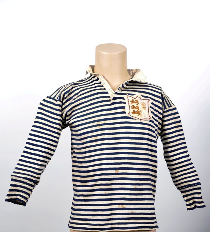 1898 Cheshire County Shirt awarded to Oldham born John Bright Davidson who played for Stockport.