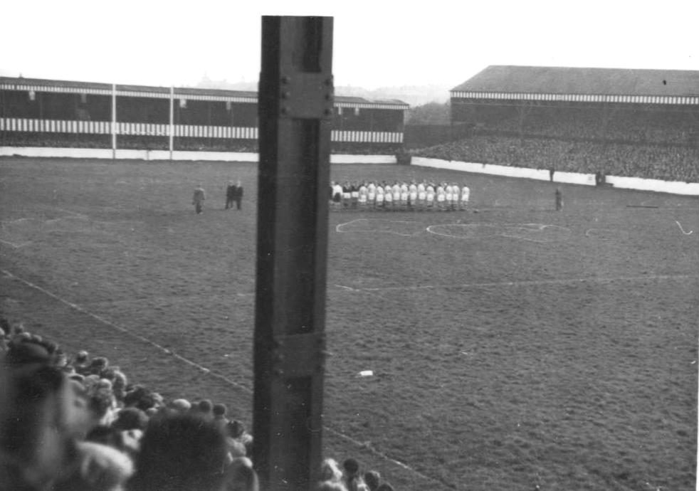 The teams line up before kick off - Oldham v NZ - Oct 25th 1947.