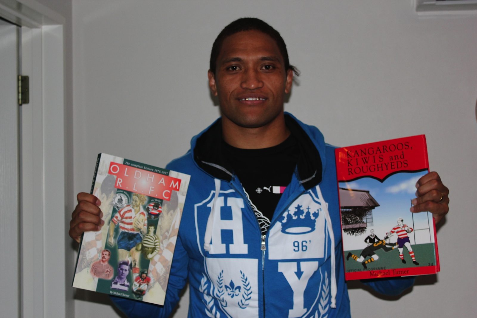 Kiwi international Manu Vatuvei shows displays an excellent taste of reading material.