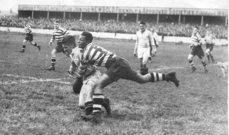 A good tackle from Alex Givvons - Sep 14th 1935.