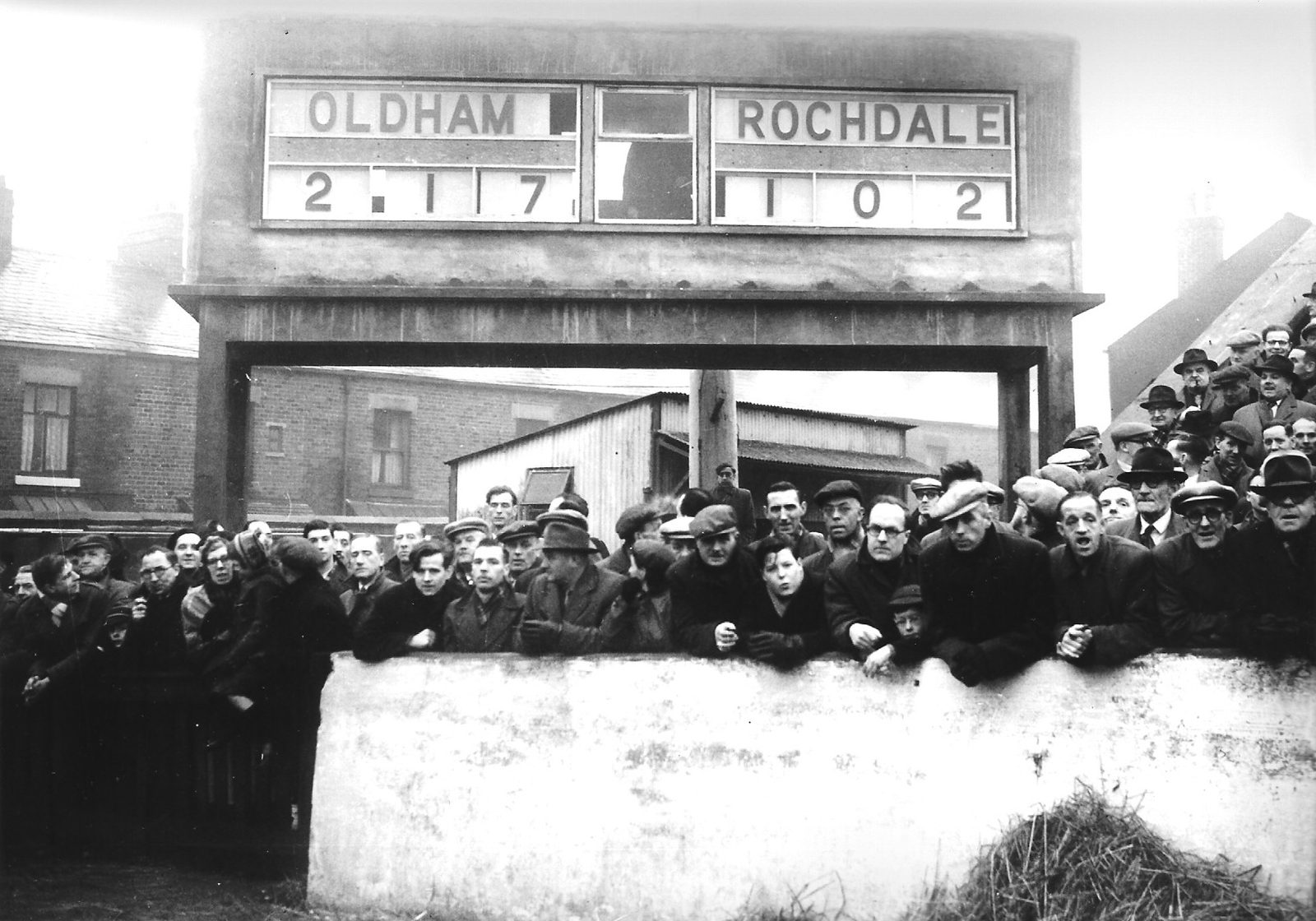 The New scoreboard at Watersheddings - Jan 28th 1956.