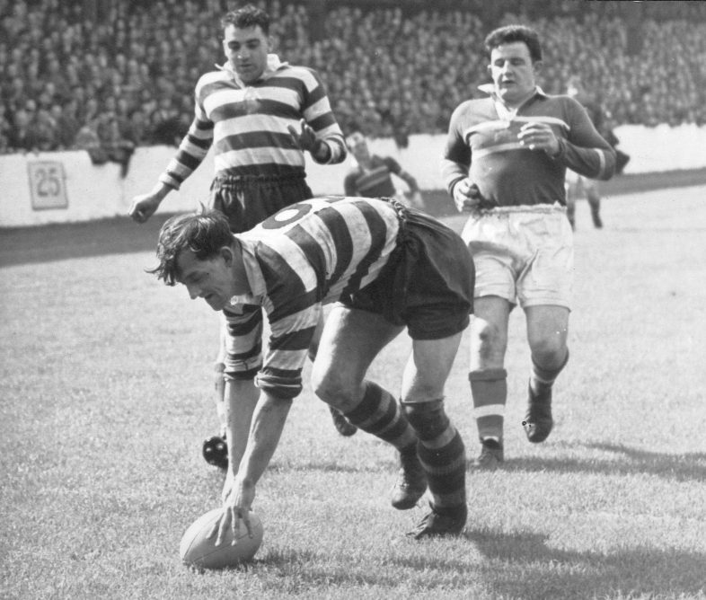 Jack Keith touches down for a try early in the second half v Rochdale - Aug 11th 1956.