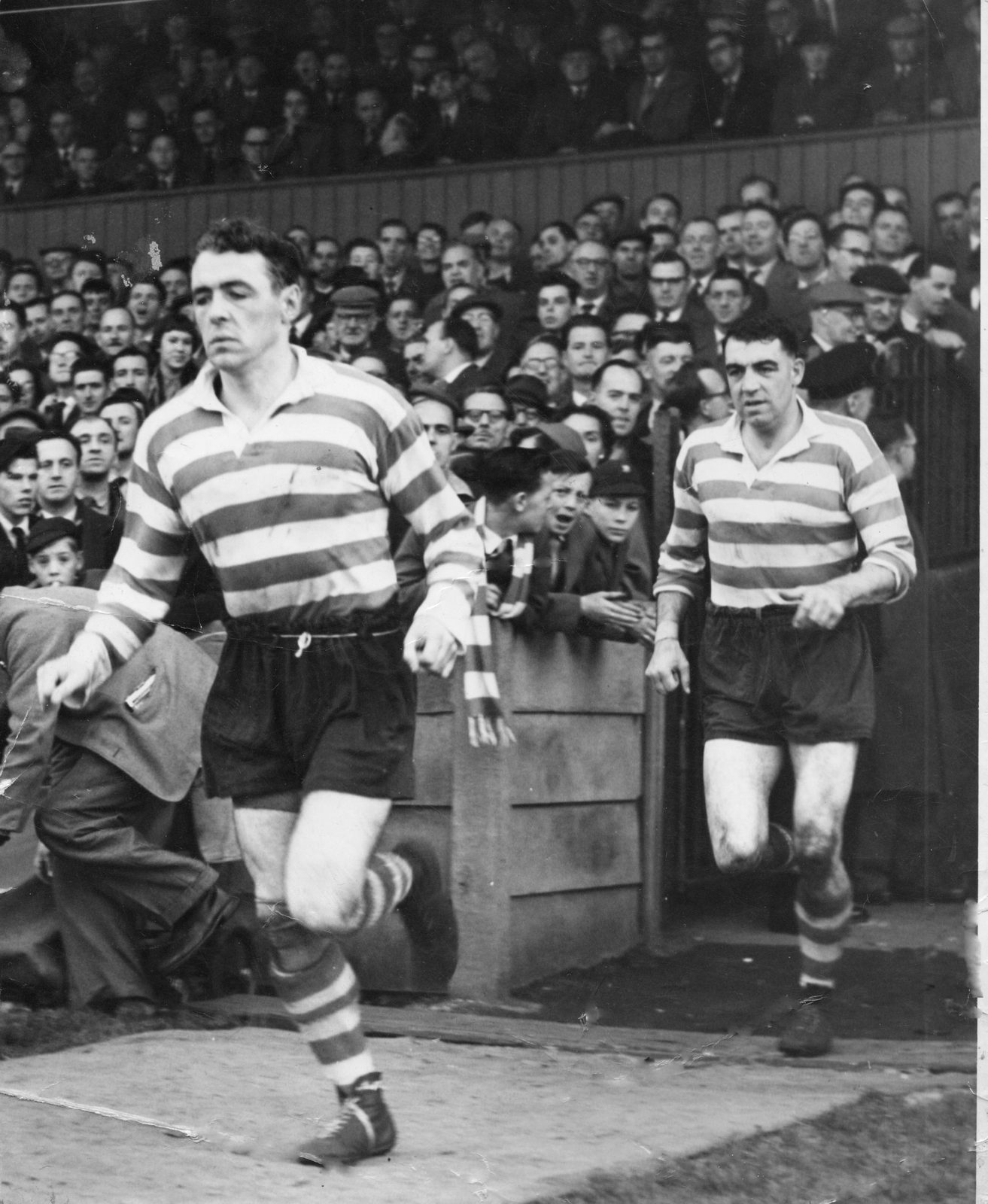 It’s the second half and Ganley and Cracknell have a more urgent expression as Oldham resume at Rochdale one point in arrears - Oct 12th 1957.