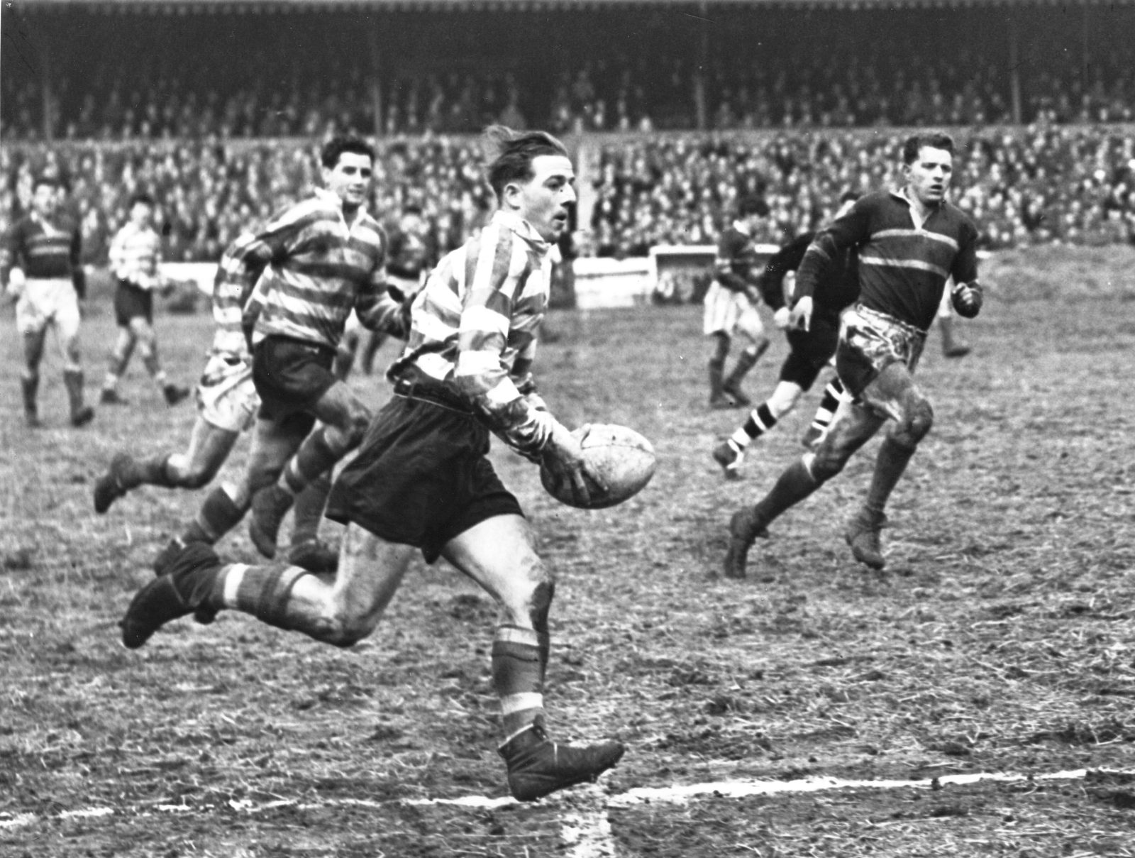 Nestor breaks through against Rochdale - March 22nd 1958.