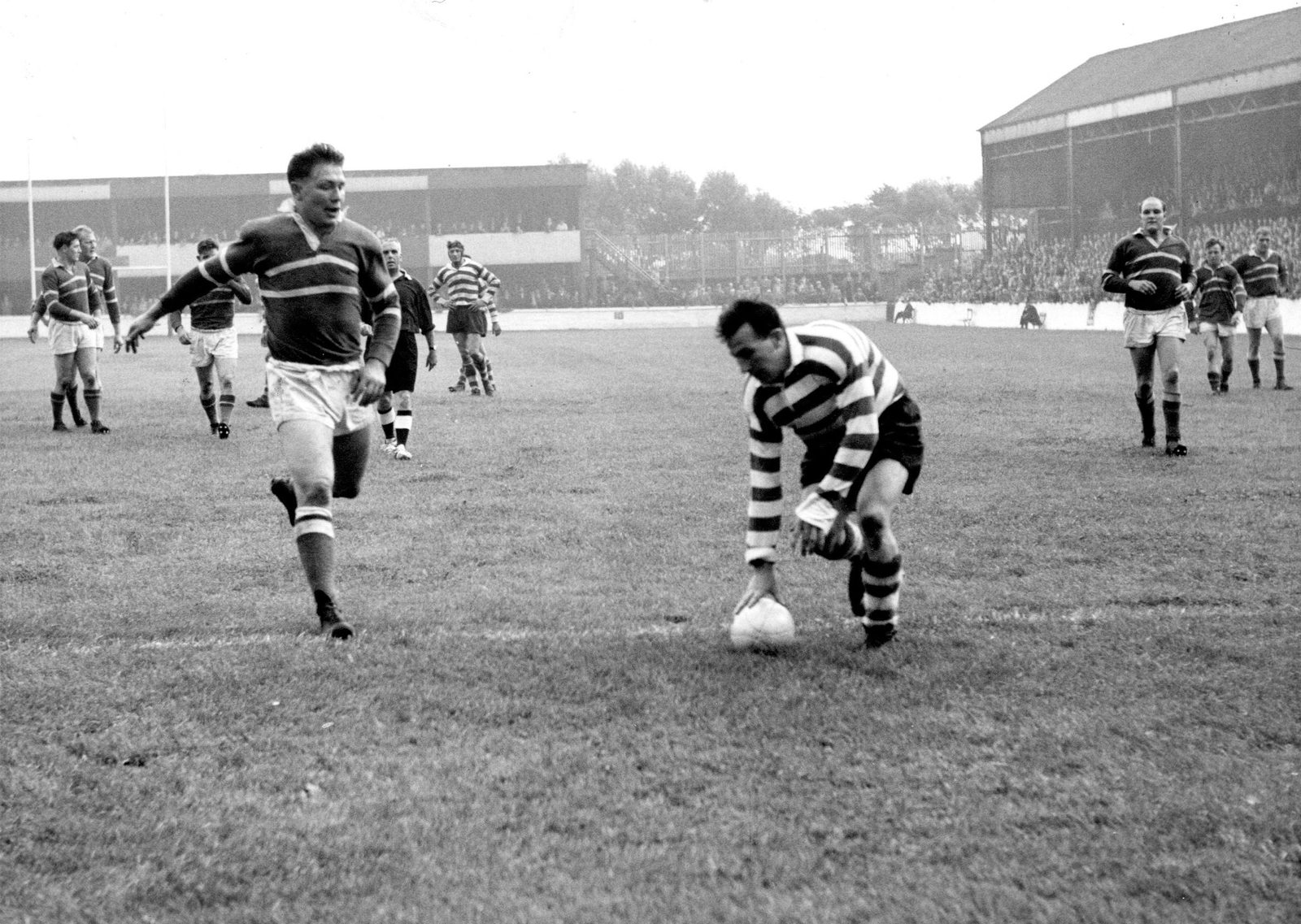 A try for Frank Pitchford against Rochdale - Aug 12th 1961.