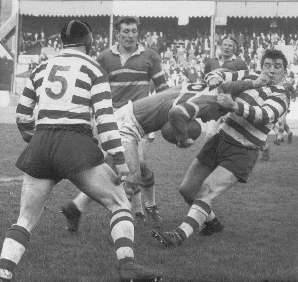 Peter Smethurst takes one in the face v Rochdale - Oct 26th 1963.