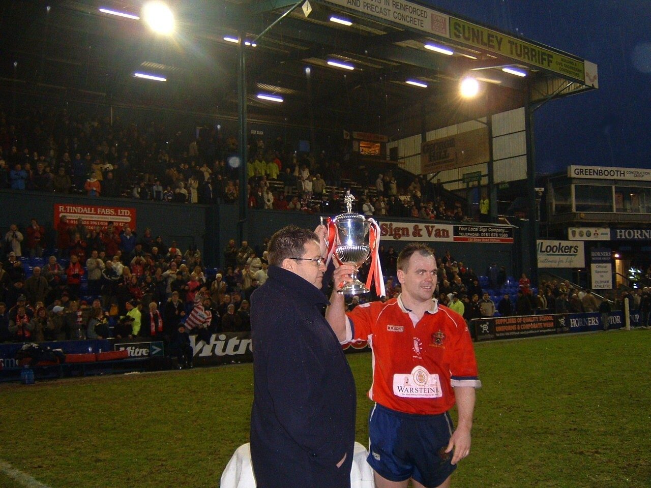 Chris Hamilton presents the Law Cup to John Hough - Jan 18th 2004.