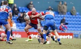 Lee Wingfield tries to force his way through the Rochdale defence - March 19th 2006.
