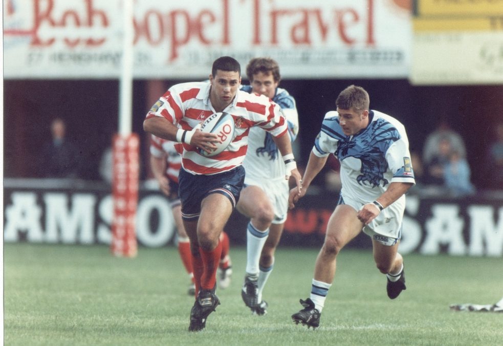 Mike Neal breaks clear v Sheffield. Last senior match at Watersheddings - Aug 25th 1996.