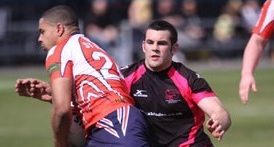 Ian Lovell moves in on Marcus St. Hilaire - April 11th 2010.