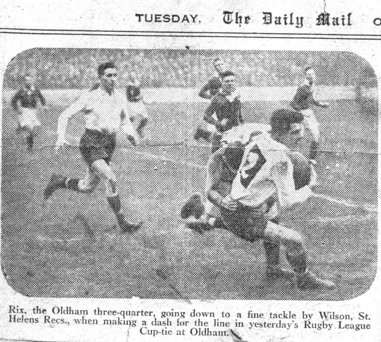 Oldham v St Helens Recs, 21 October 1929