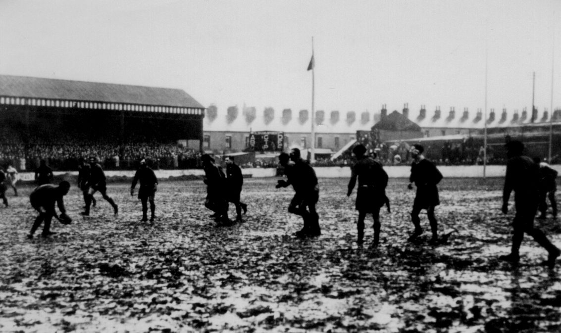 Muddy action from Oldham v St Helens - March 26th 1951.