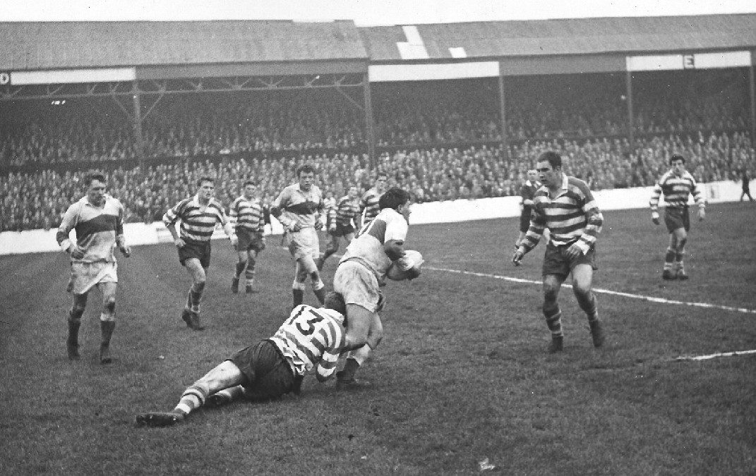 Tommy Parker brings down the St Helens prop - April 26th 1960.
