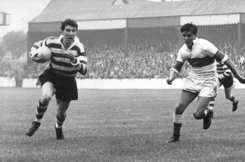 Alan Kellett tires to break through the Saints defence - Aug 13th 1960.