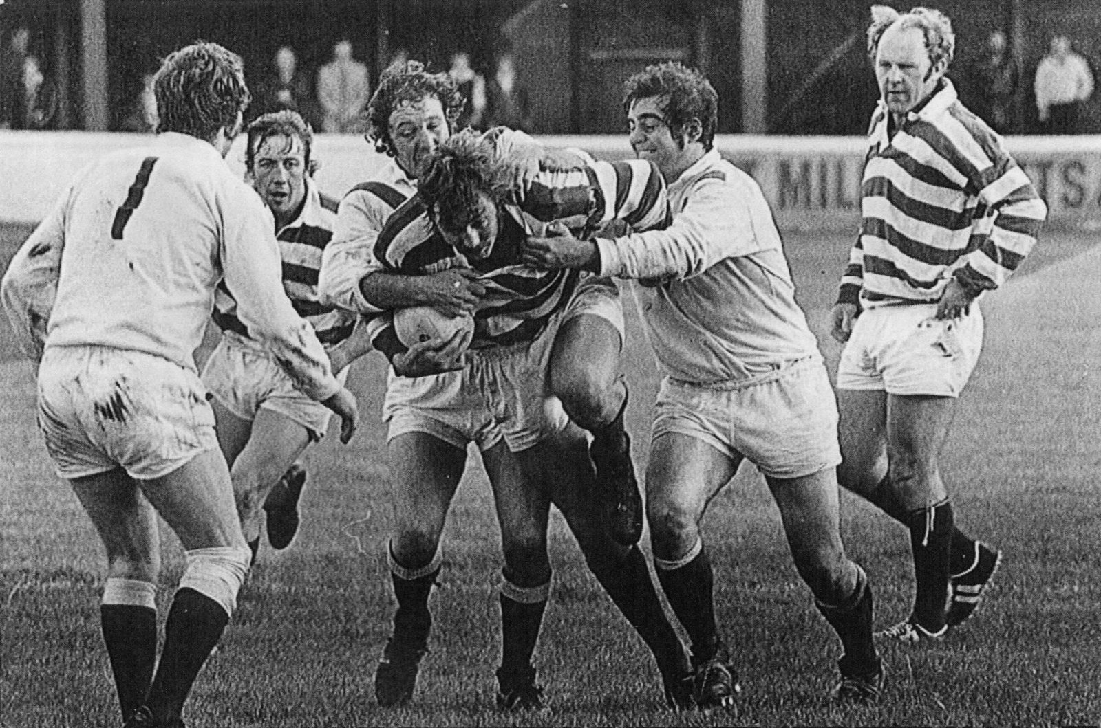 Bob Welding takes on the Saints defence as Kevin Flanagan looks on - Aug 31st 1975.
