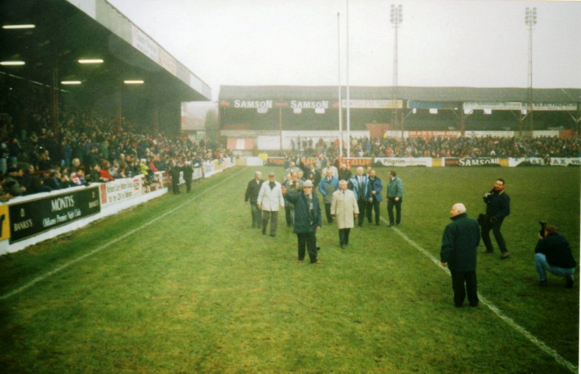 Parade of ex-players. Last match at Watersheddings - Jan 19th 1997.