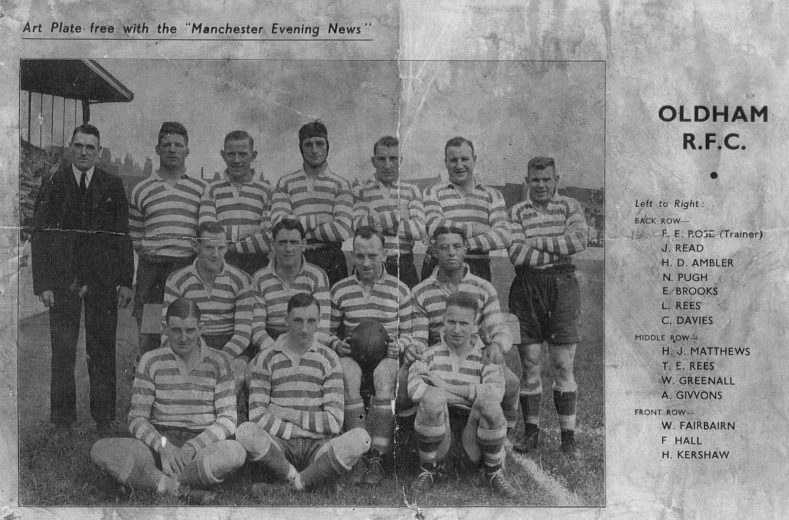 Oldham at Warrington September 26th 1936.
