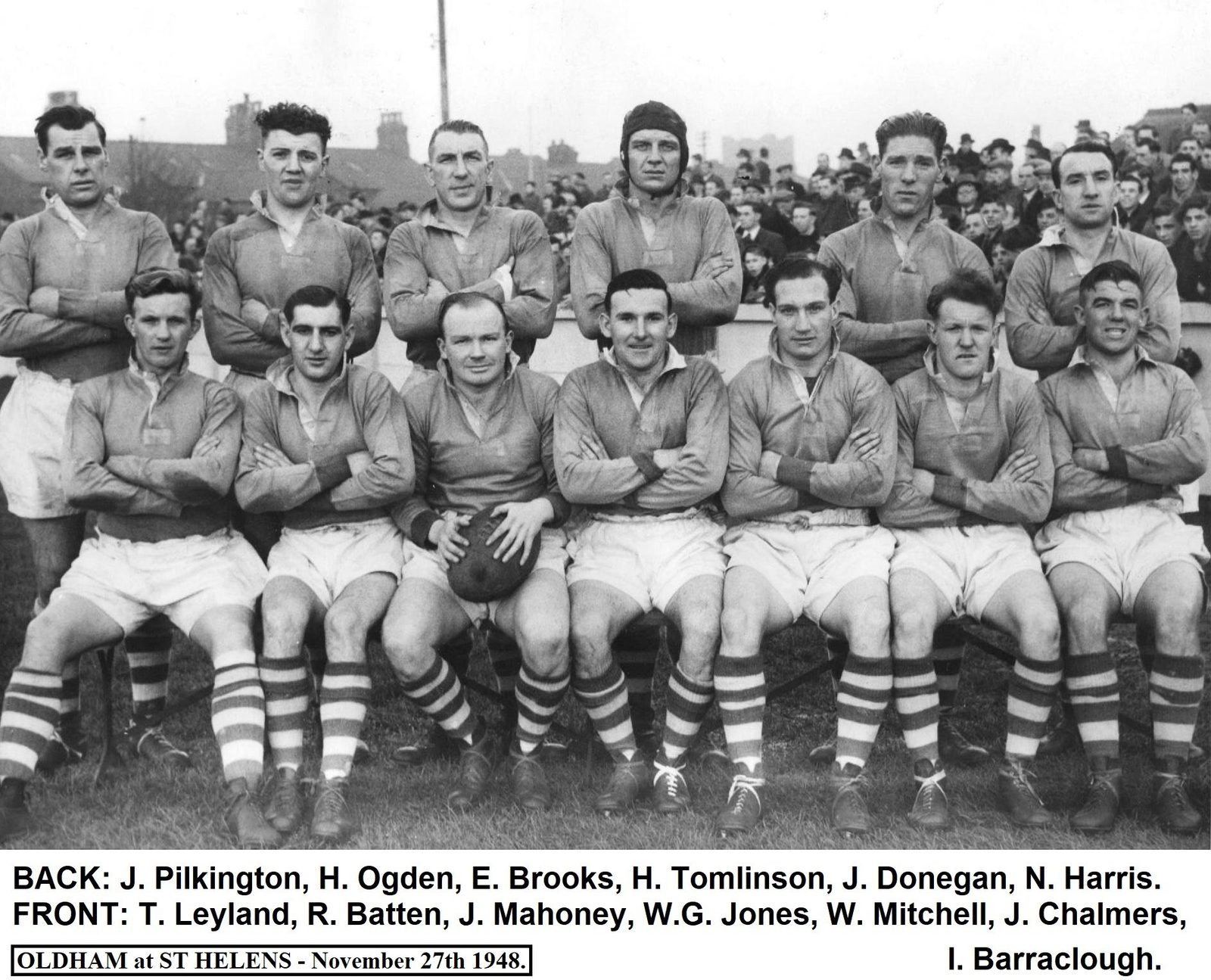 The Oldham team at St Helens on November 27th 1948.