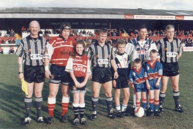 Officials, captains and mascots Wakefield v Oldham - Feb 23rd 1997.