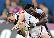 Lucas Onyango goes in with a crunching tackle on Danny Brough - June 1st 2008.