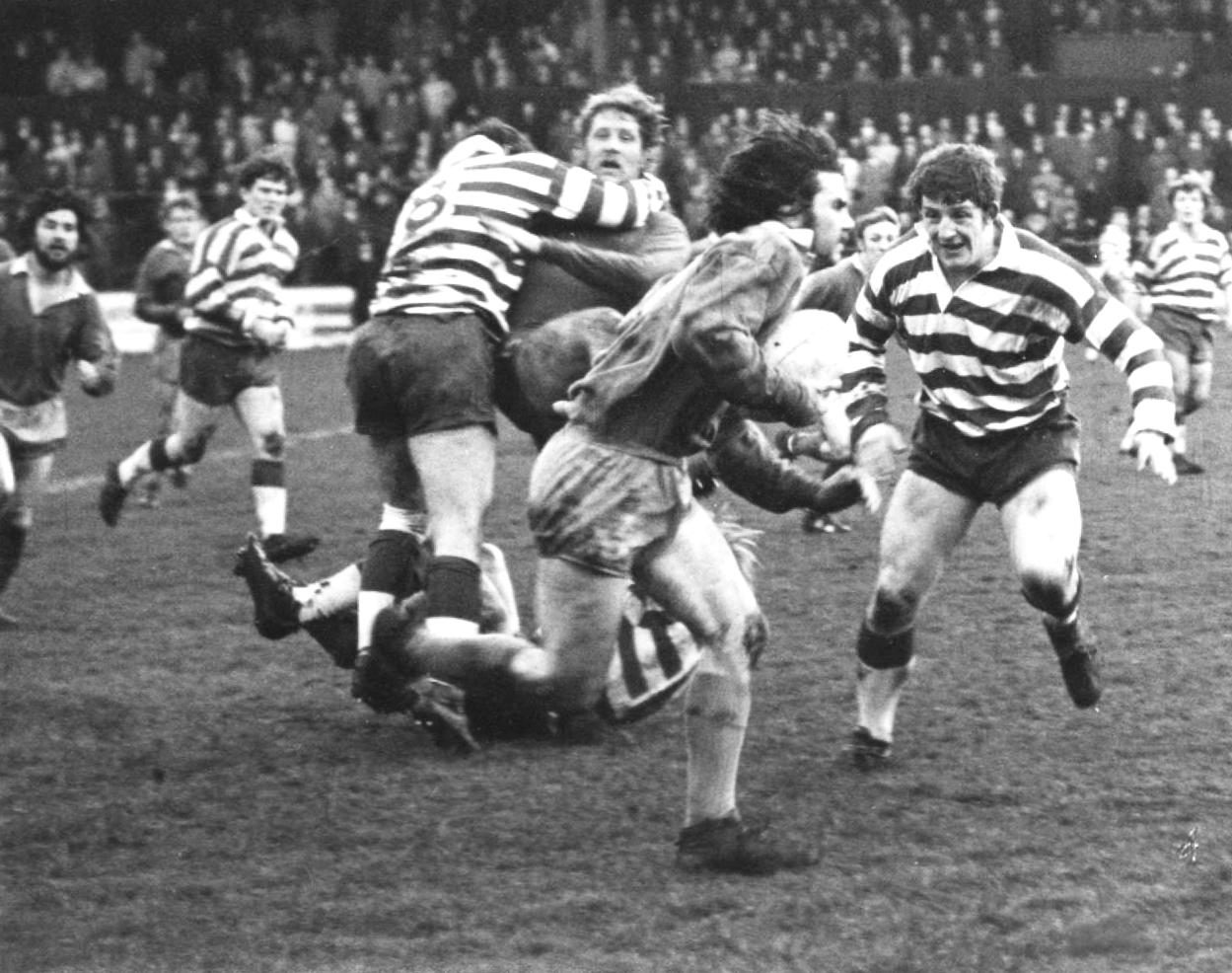 Bob Irving moves in to tackle Frank Reynolds. Oldham v Warrington - April 5th 1972.