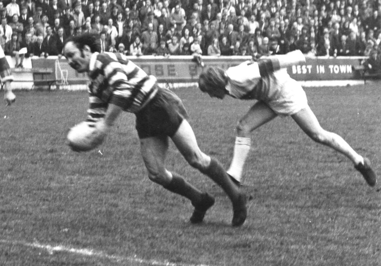 Tommy Davies scores against Whitehaven - March 25th 1972.