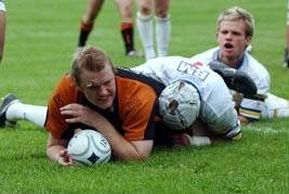 A try for Martin McLoughlin at Whitehaven - Aug 29th 2004.
