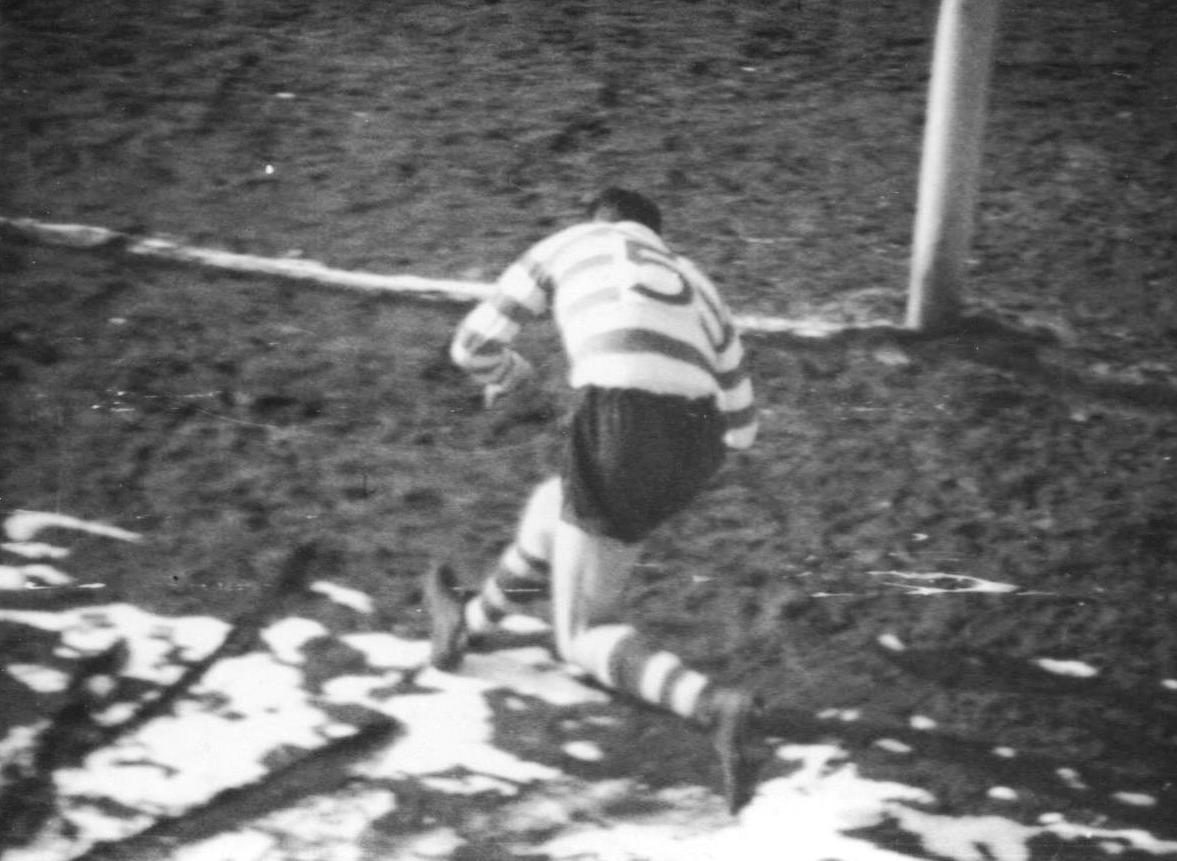 Dick Cracknell scores against Widnes playing on the left wing - March 19th 1955.