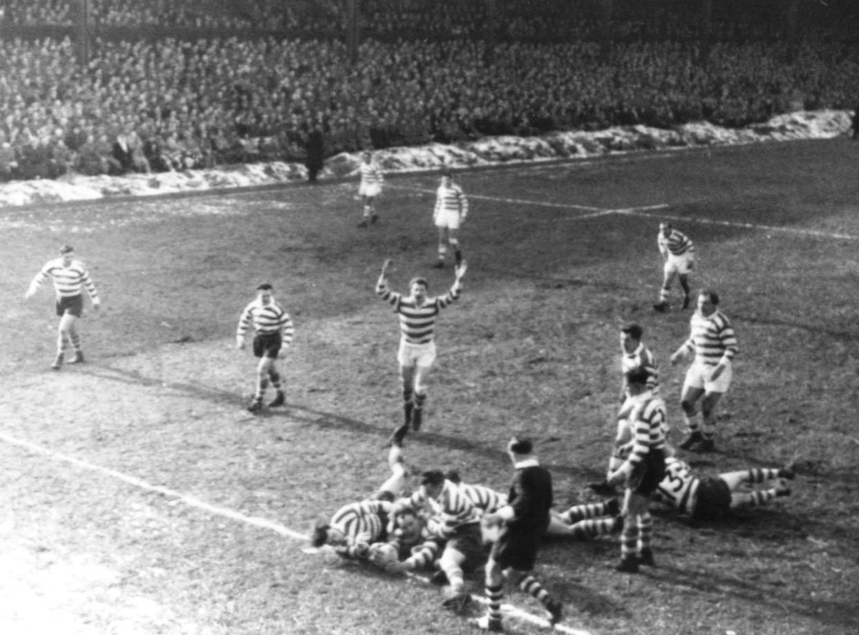 Brian McTigue scores in the first few minutes - March 8th 1958.