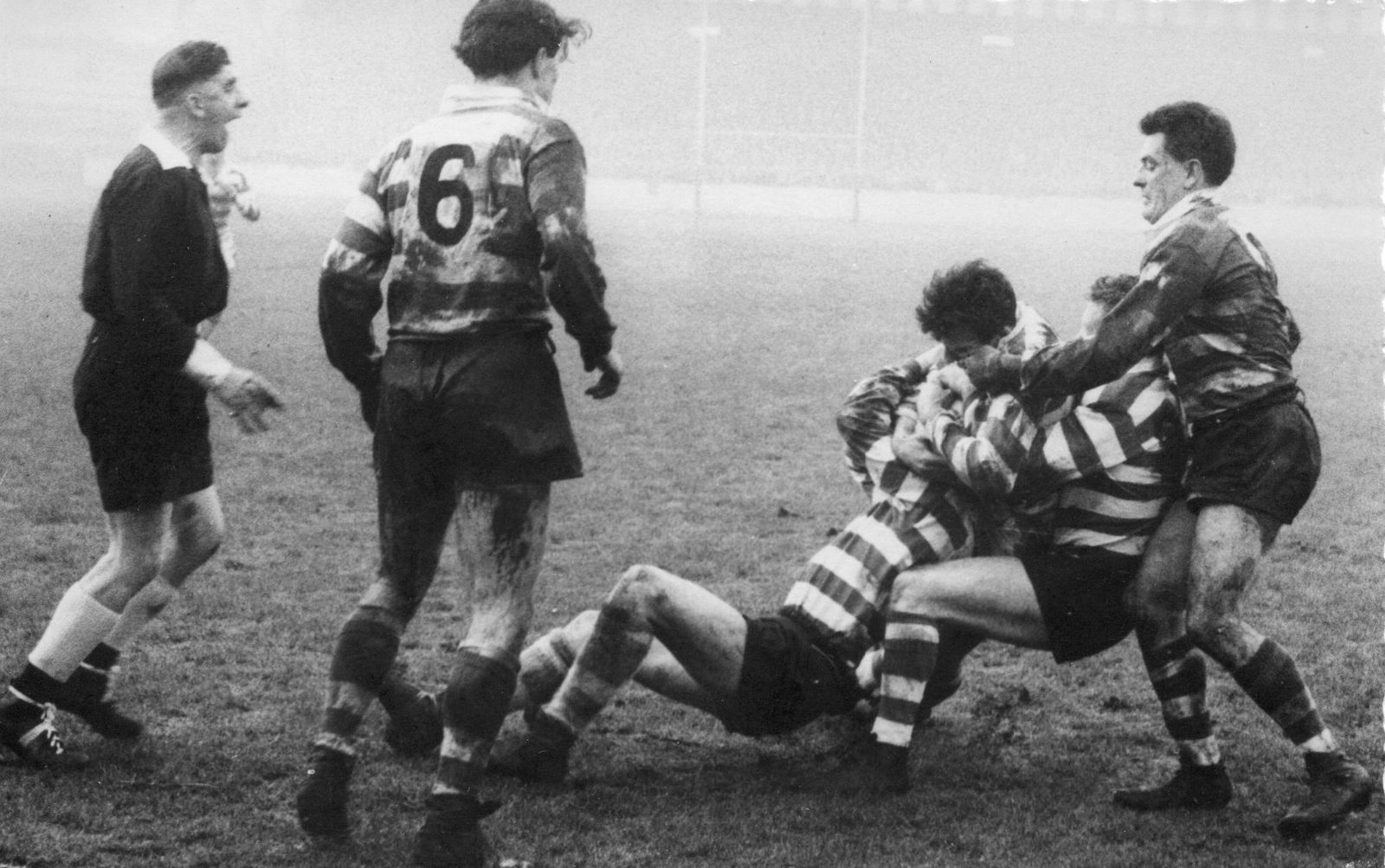 Geoff Bootle is tackled by John Noon and Keith Holden - Jan 20th 1962.