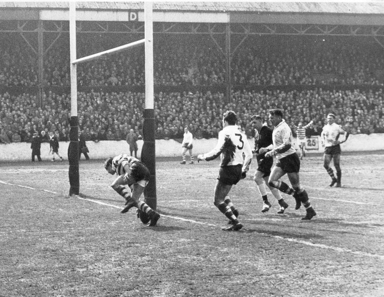 Geoff Lyon scores for Wigan - April 6th 1963.